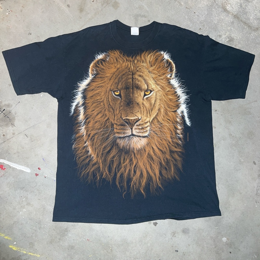 Vintage 1998 Liquid Blue Sick graphic Lion Safari Tie Dye All Over Print Tee
